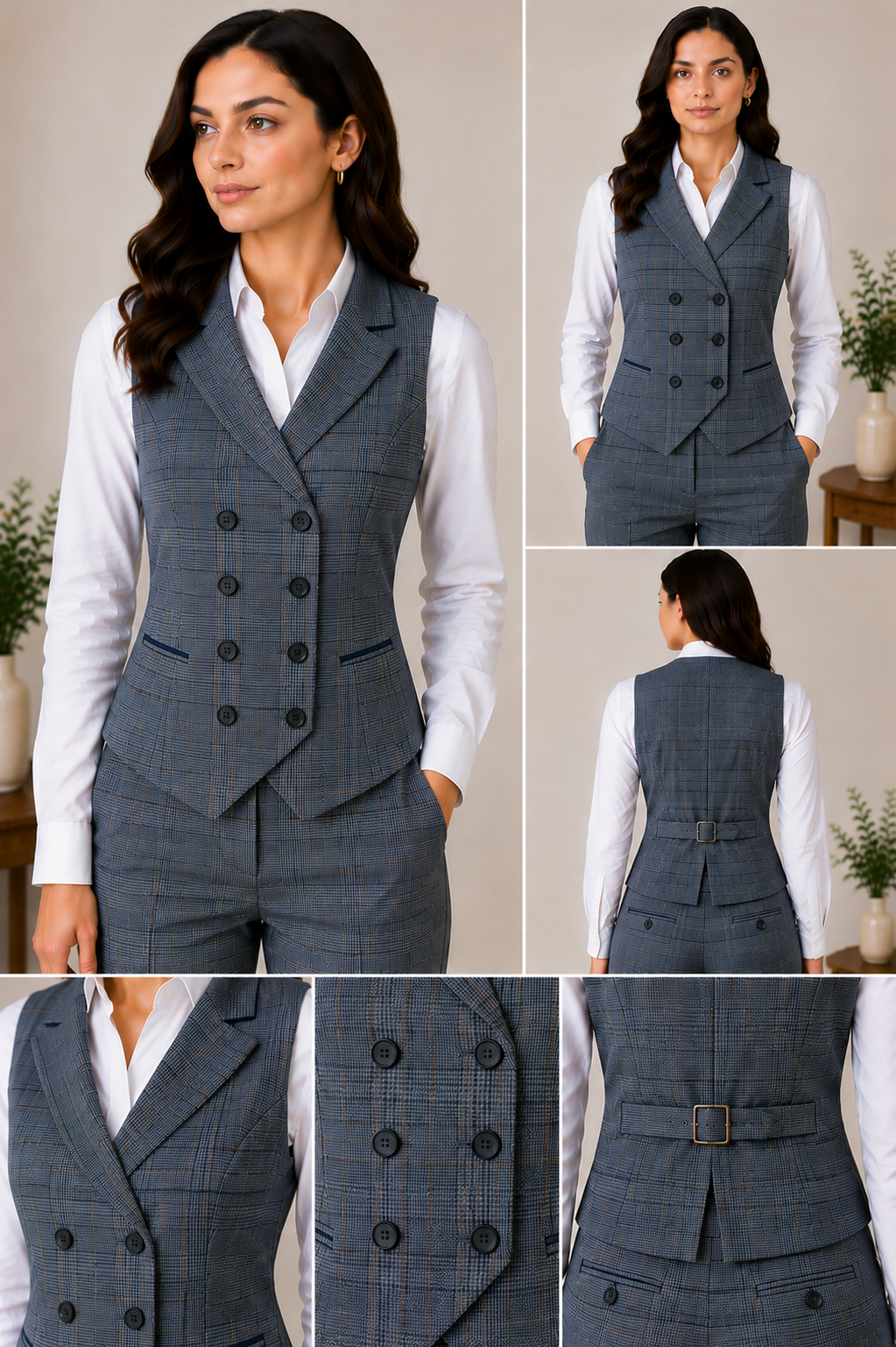 Check Pattern Women's Waistcoats